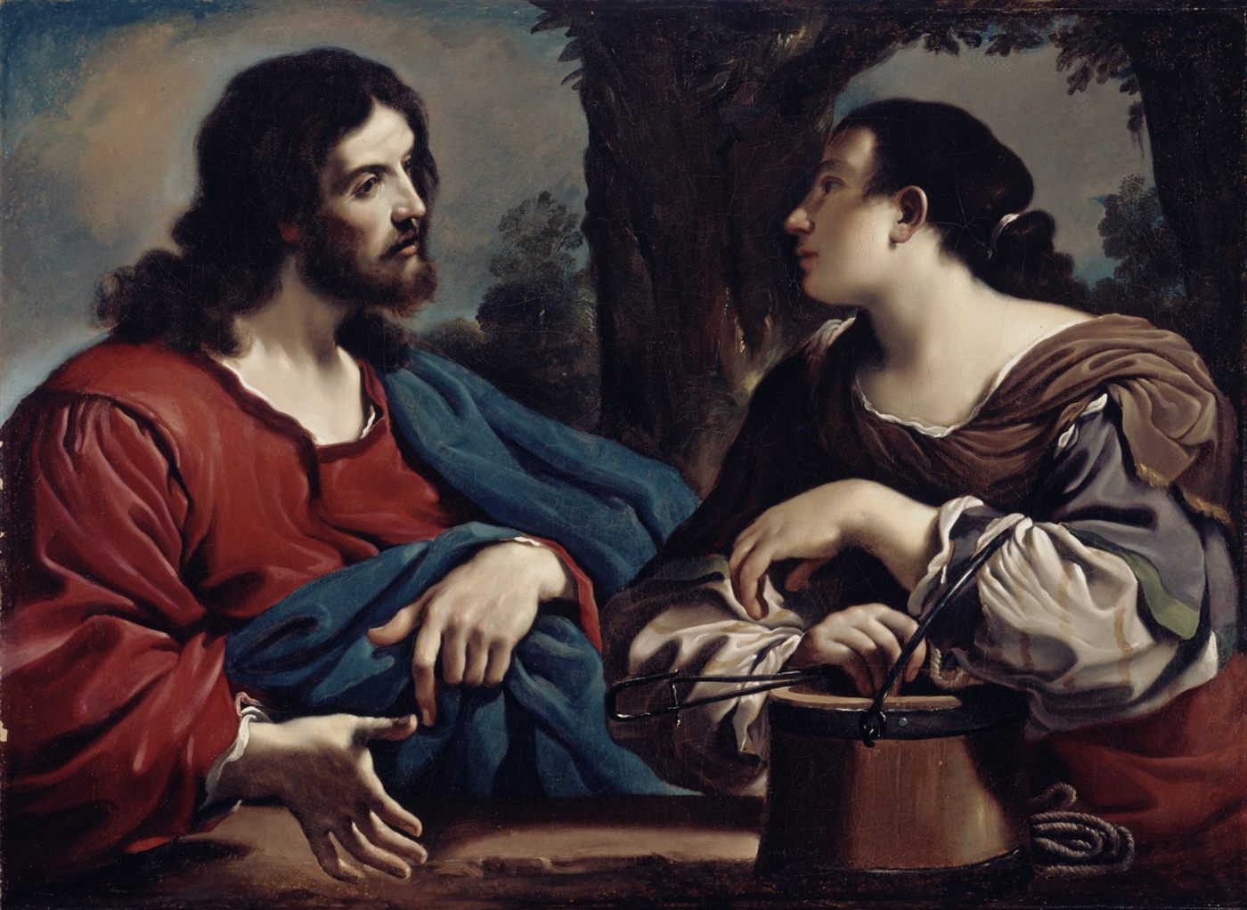 Cristo e a mulher de Samaria, por Guercino