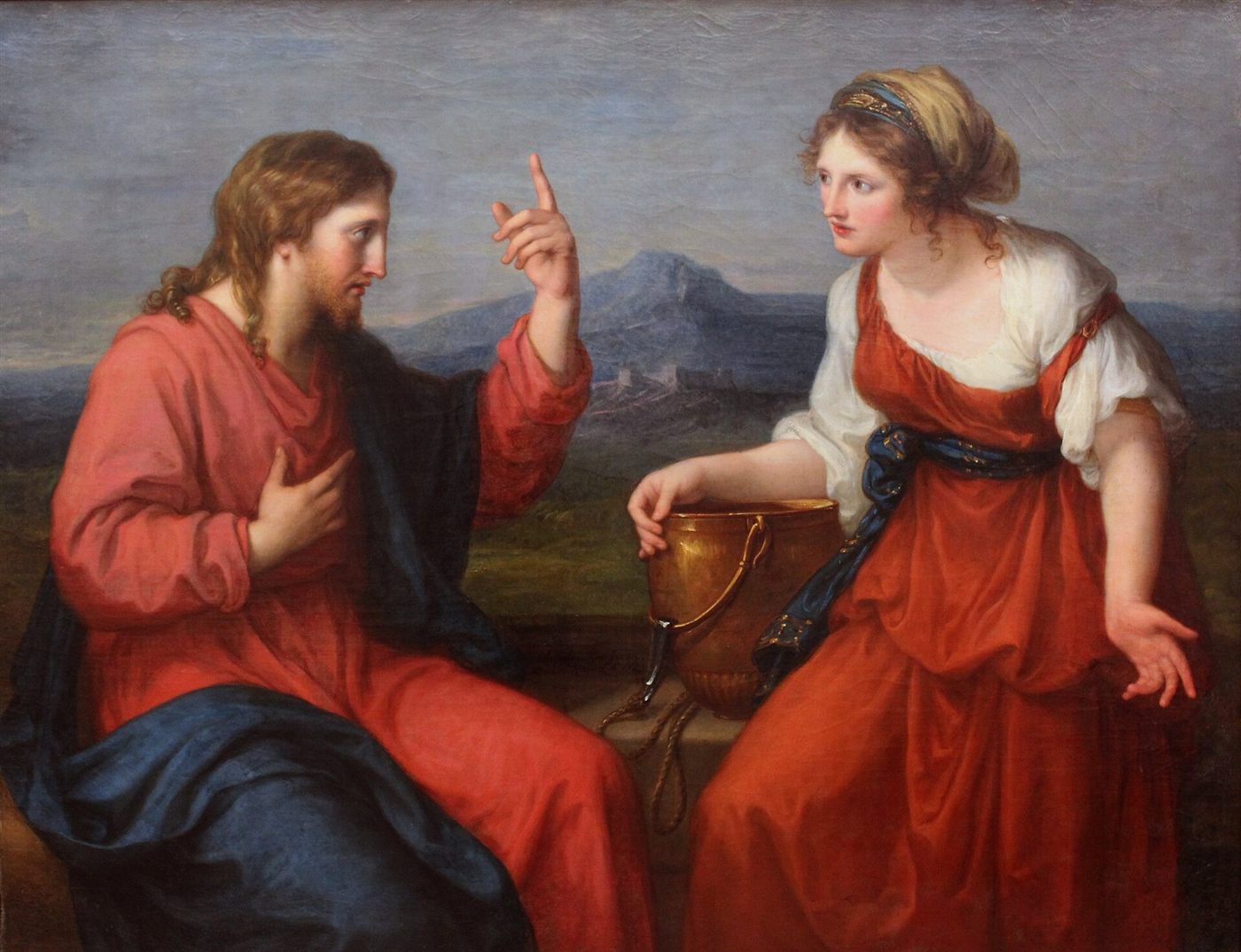 Cristo e a samaritana no poço, por Angelica Kauffmann