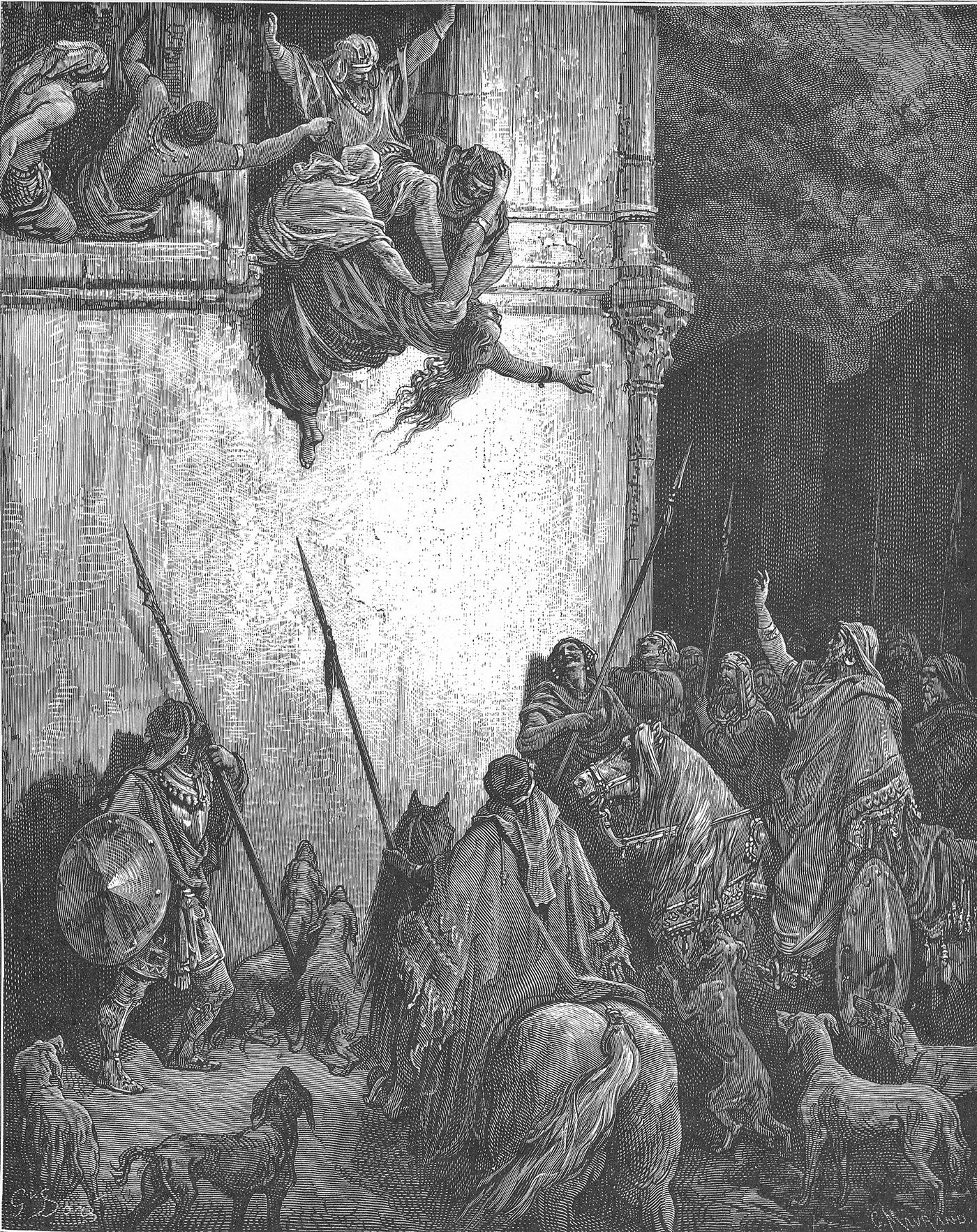 A morte de Jezabel, gravura de Gustave Doré