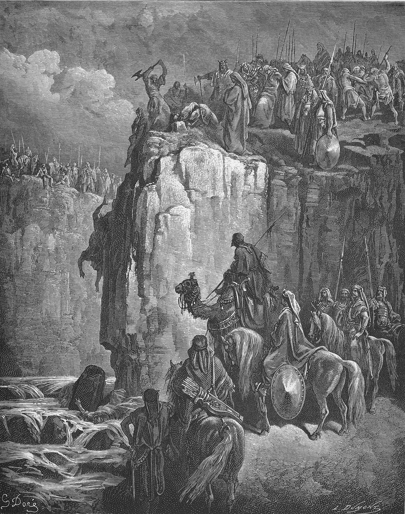 A execução dos profetas de Baal, gravura de Gustave Doré