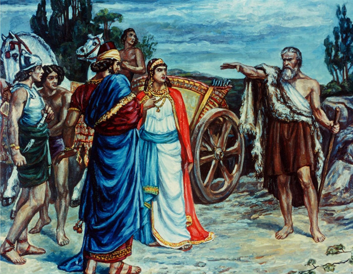 Acabe e Jezabel encontram Elias na vinha de Nabote, por Francis Dicksee