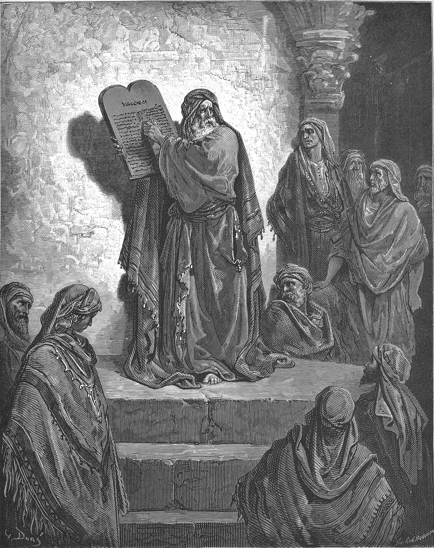 O povo reunido diante da leitura da Lei no pós-exílio, gravura de Gustave Doré