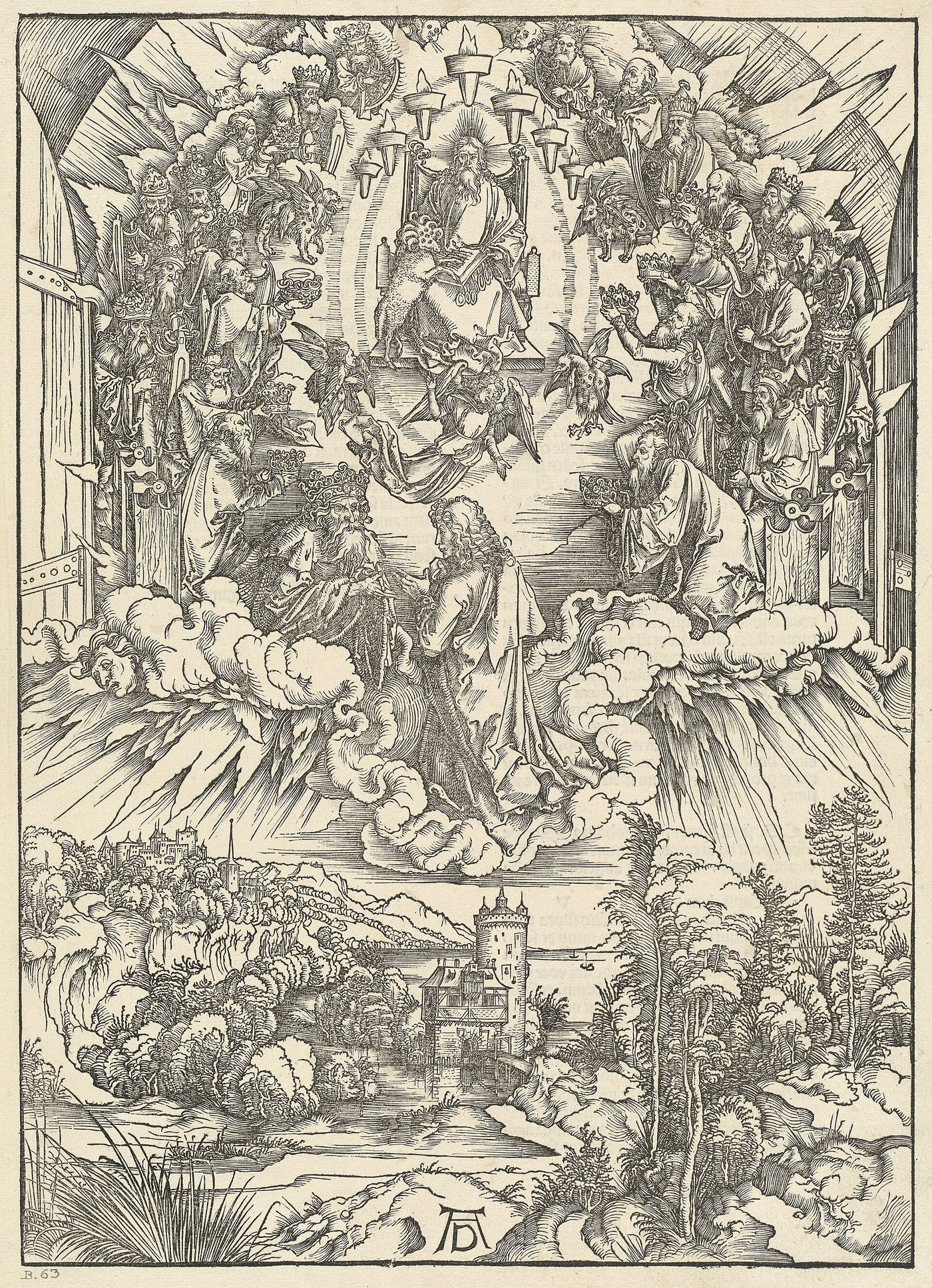 São João diante de Deus e dos Anciãos, xilogravura de Dürer