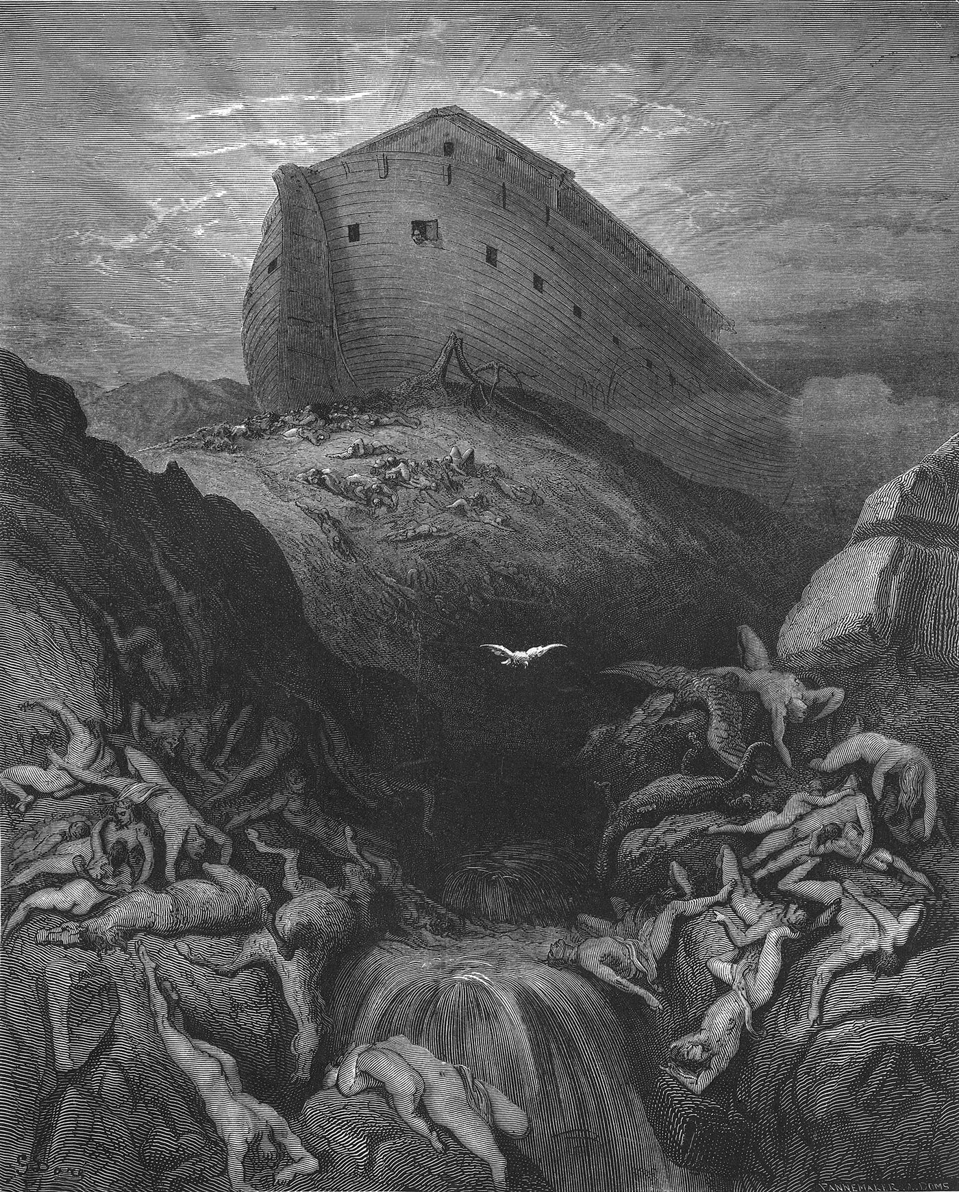 A pomba enviada da arca, gravura de Gustave Doré