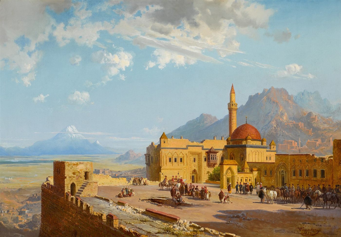 O palácio de İshak Paşa e o Monte Ararate, pintura de Paul von Franken, 1854