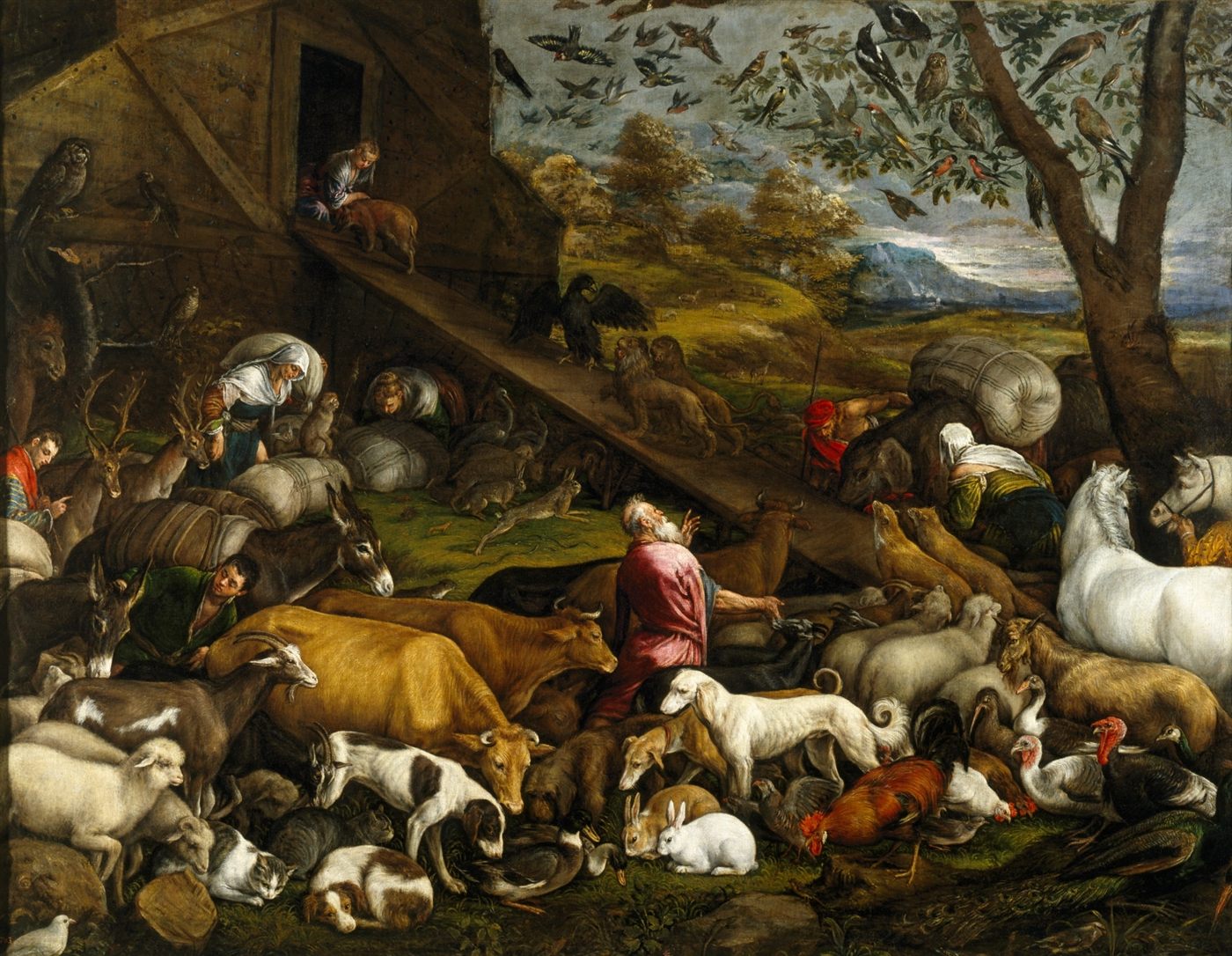 Os animais entrando na arca de Noé, por Jacopo Bassano