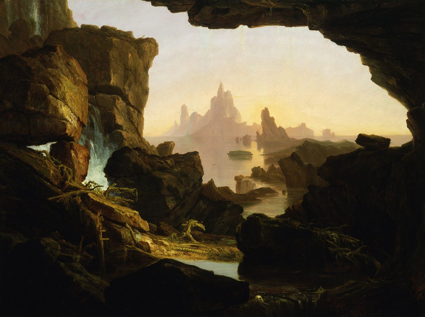 As águas do dilúvio baixando, pintura de Thomas Cole