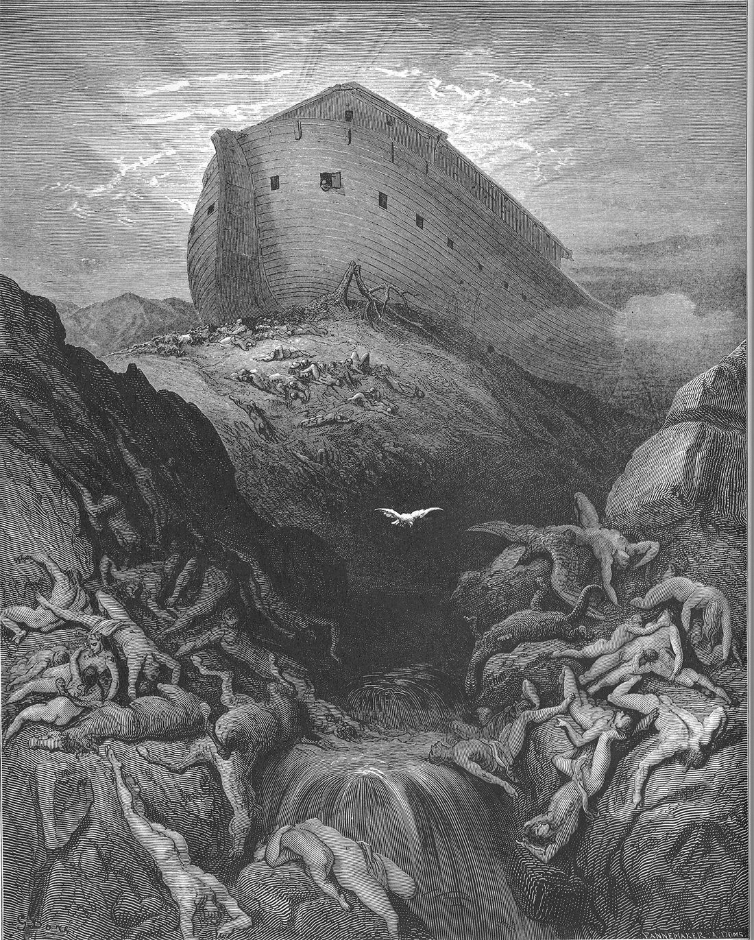 A pomba enviada da arca, gravura de Gustave Doré