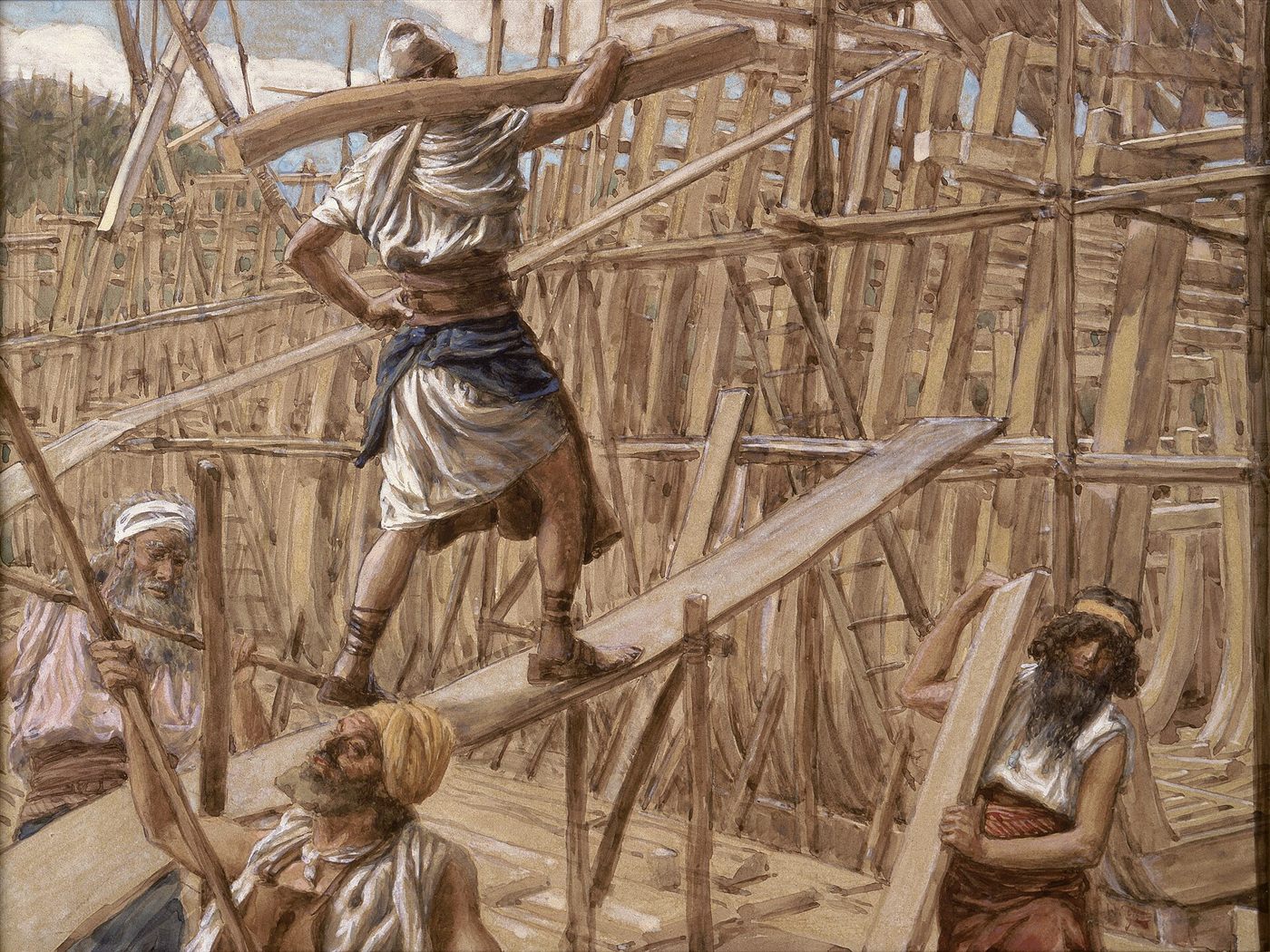 A construção da arca, guache de James Tissot