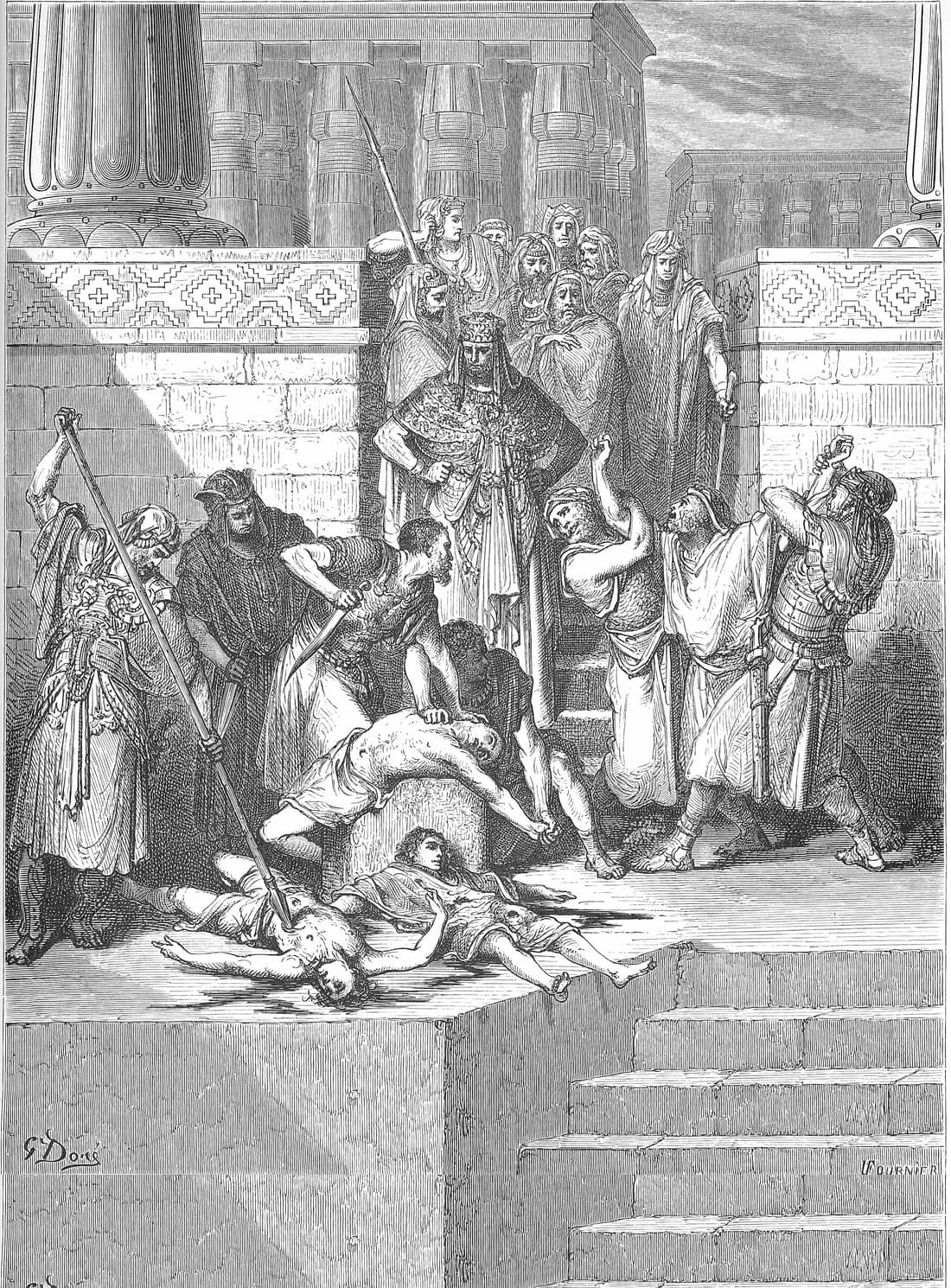 Os filhos de Zedequias são mortos diante dele; gravura de Gustave Doré