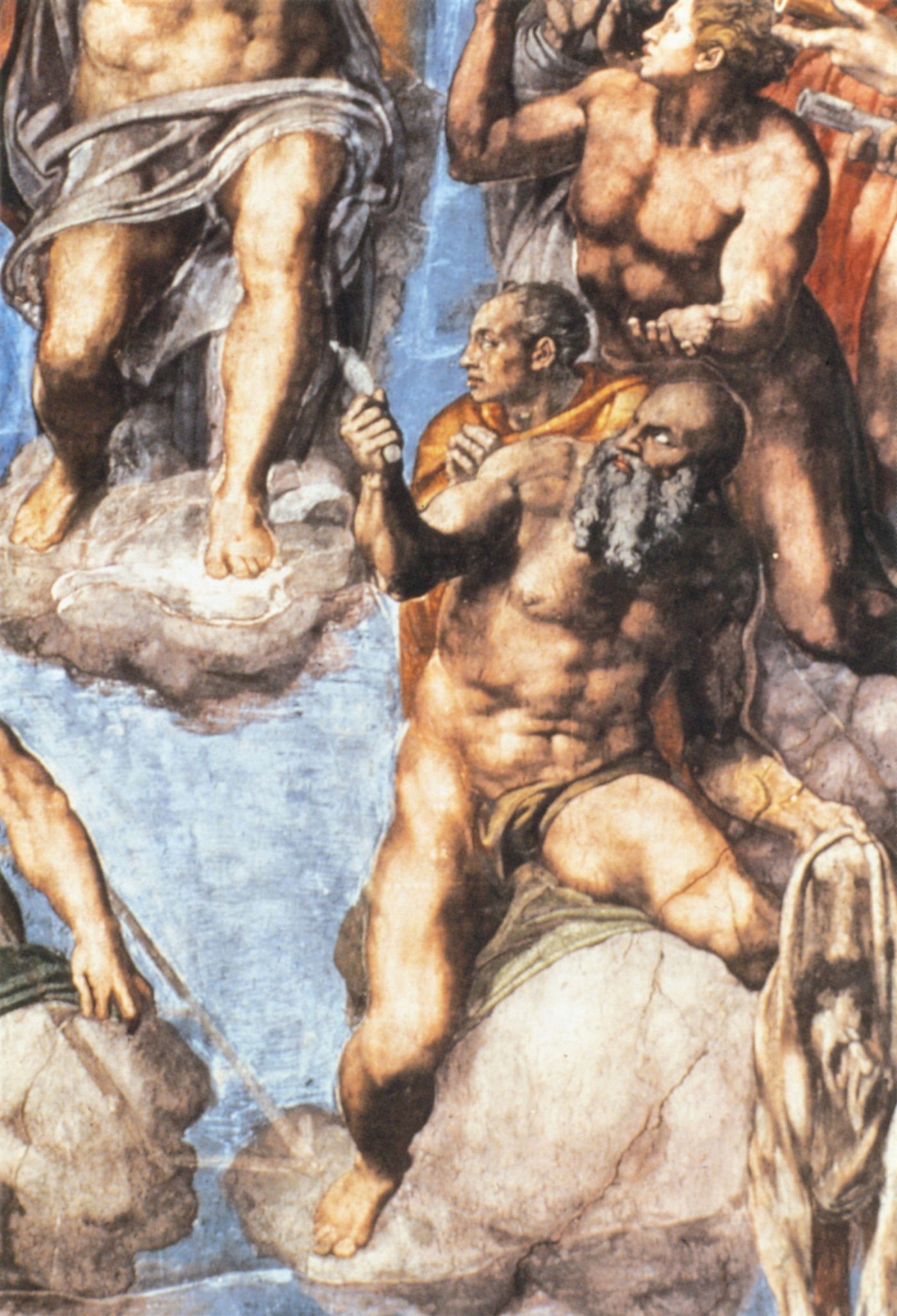 Detalhe do Juízo Final de Michelangelo mostrando São Bartolomeu