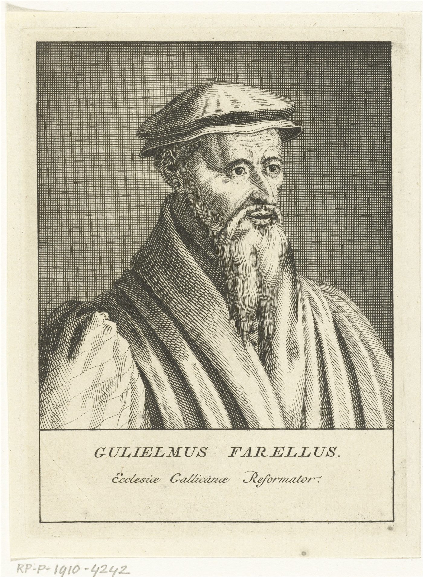 Retrato de Guillaume Farel, gravura de François van Bleyswijck