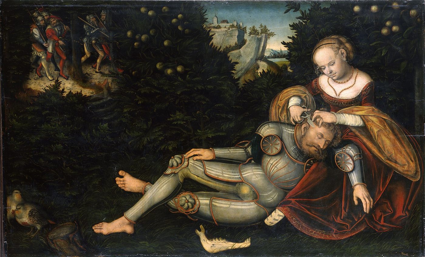 Sansão e Dalila, por Lucas Cranach, o Moço