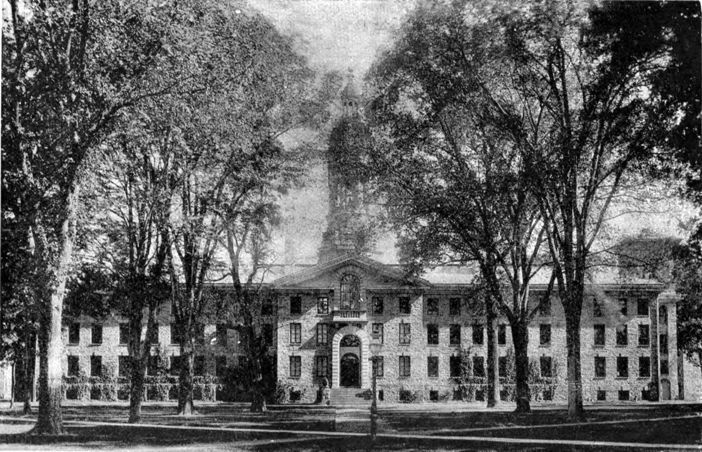 Ilustração de Nassau Hall, prédio principal do College of New Jersey (atual Princeton)