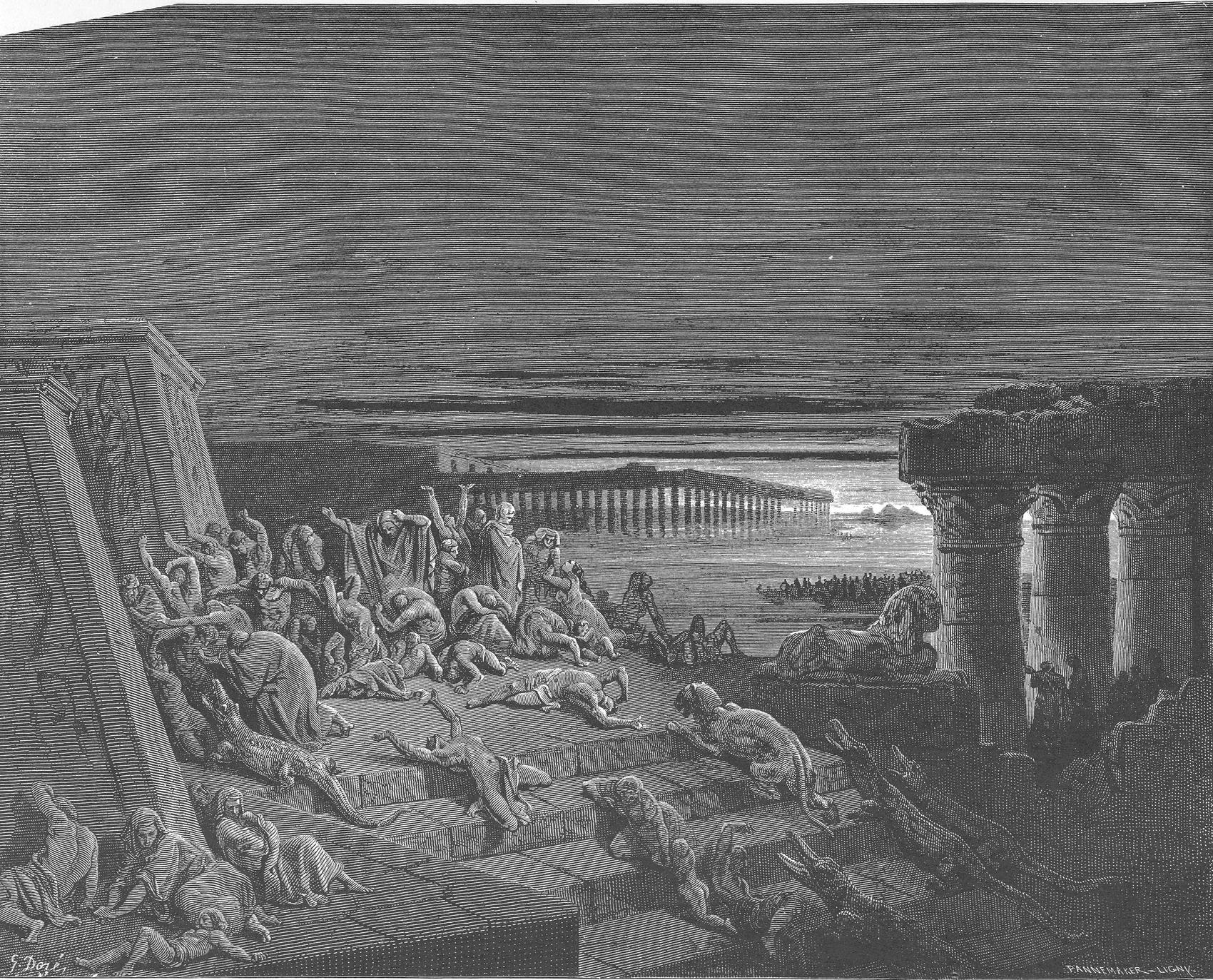 A nona praga, as trevas sobre o Egito; gravura de Gustave Doré