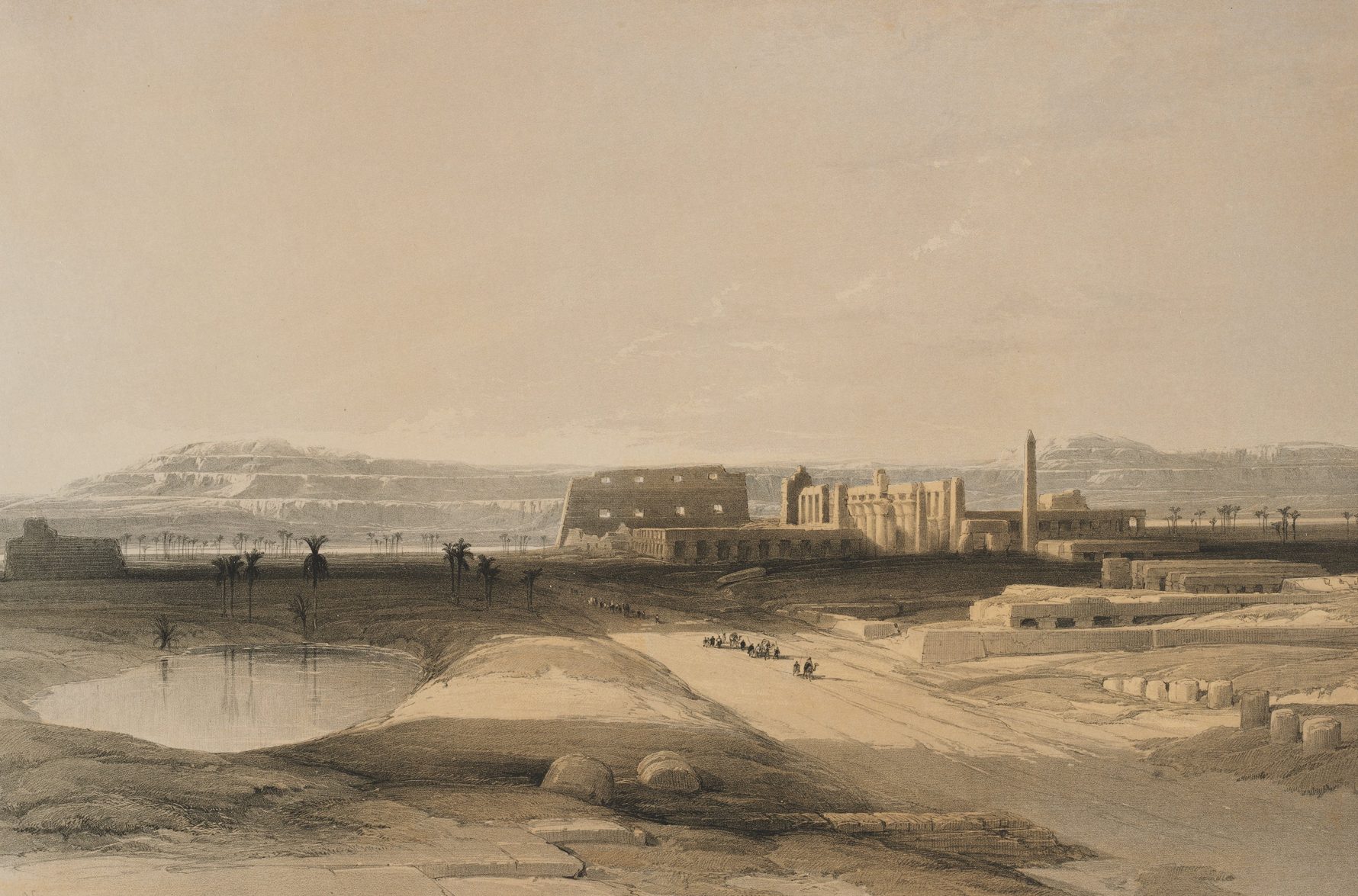 O templo de Karnak; litografia de Louis Haghe a partir de David Roberts