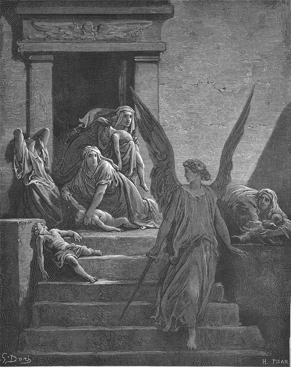 A morte dos primogênitos do Egito, gravura de Gustave Doré