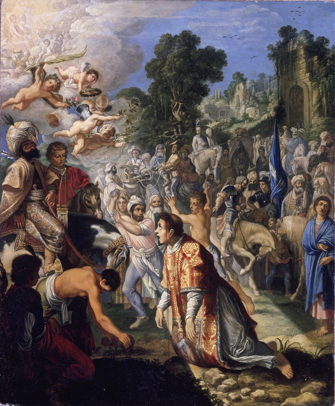 O apedrejamento de Santo Estêvão, por Adam Elsheimer