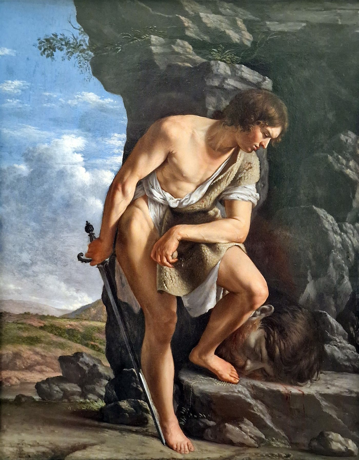 Davi contemplando a cabeça de Golias, pintura de Orazio Gentileschi