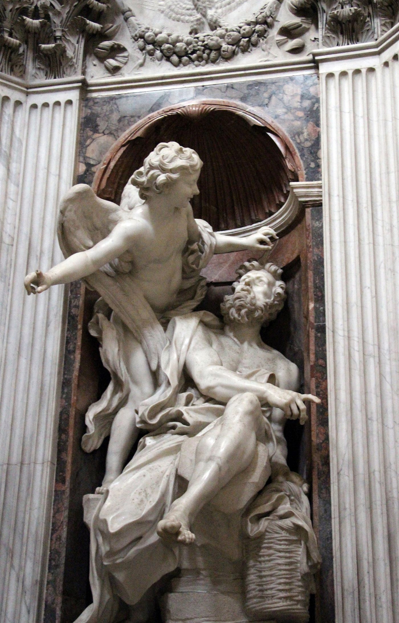 O profeta Habacuque e o anjo, escultura de Bernini