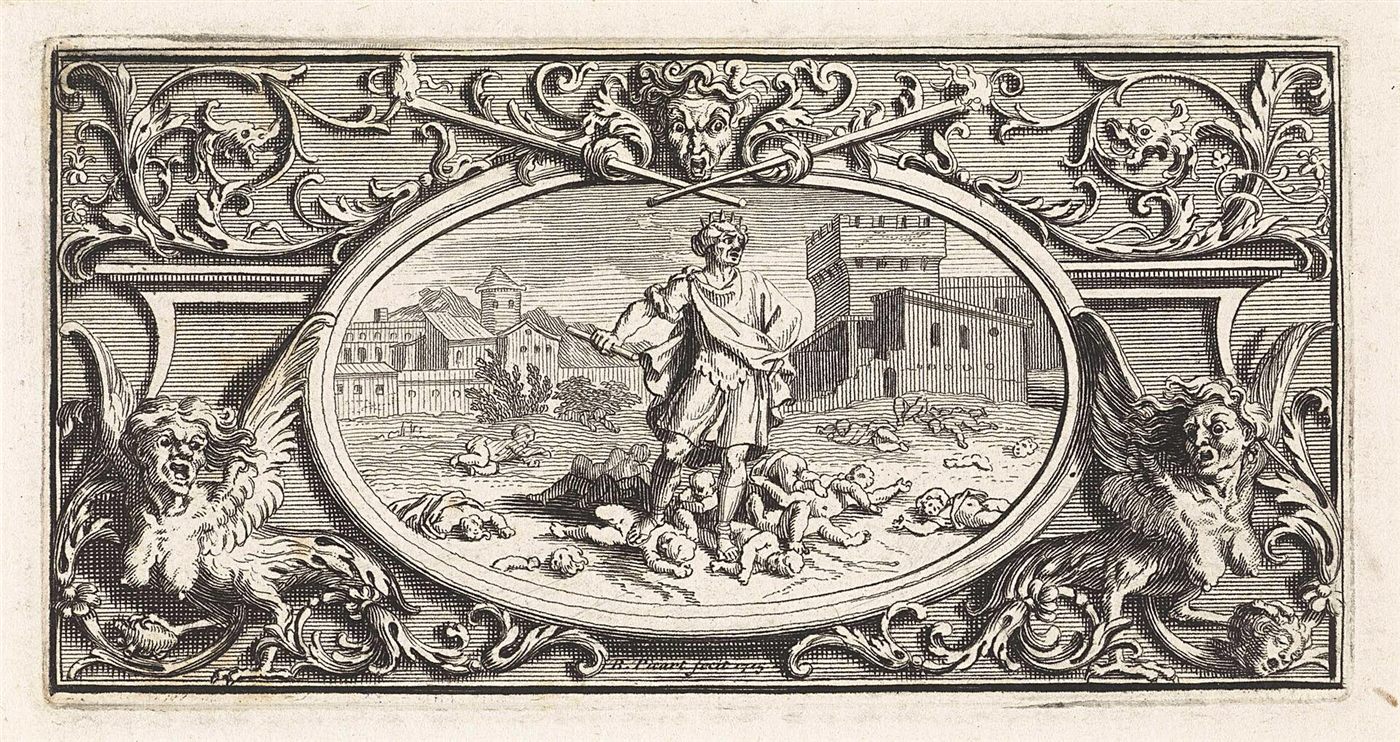 Herodes ordena a matança em Belém, gravura de Bernard Picart