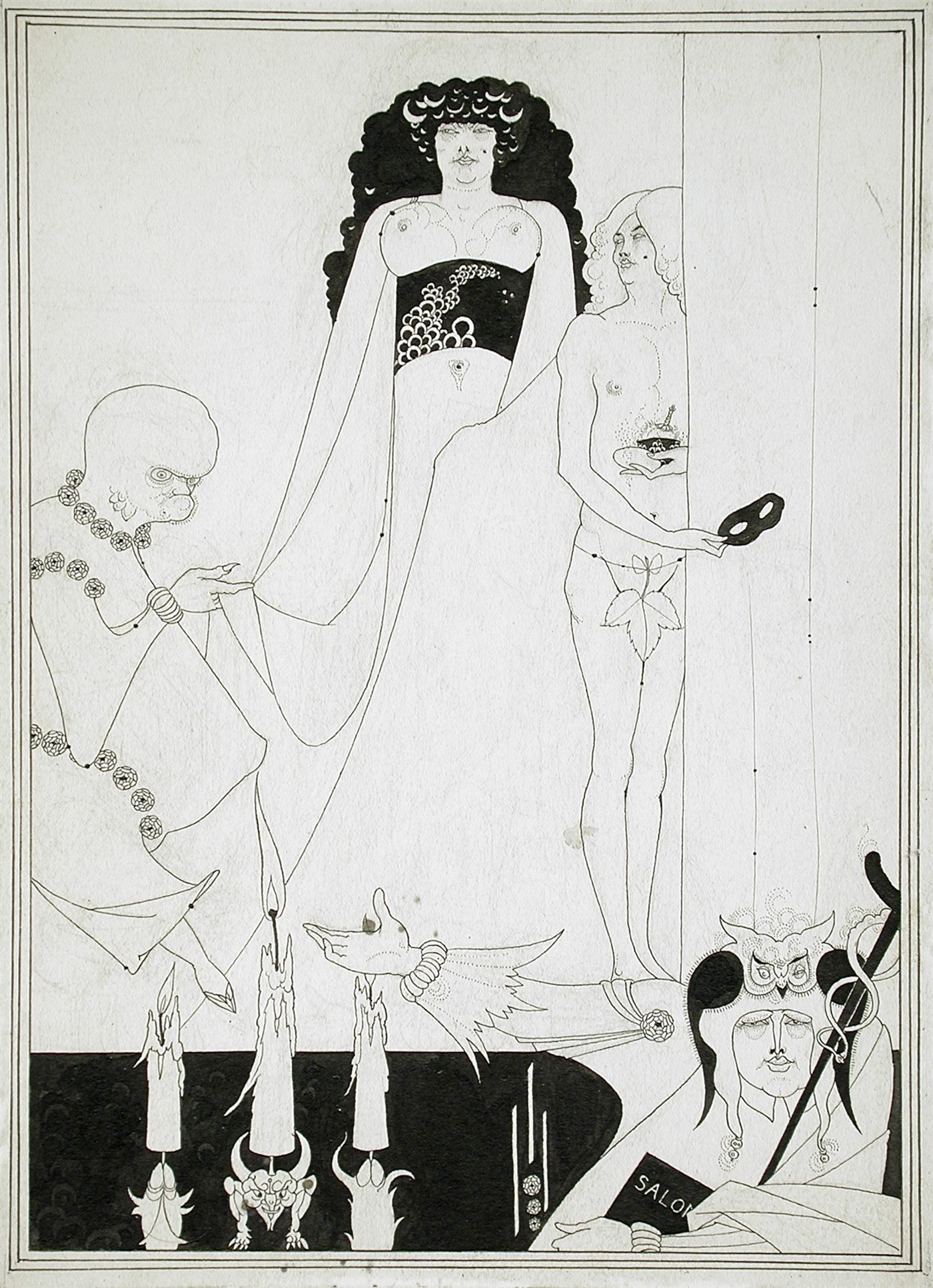 Enter Herodias, desenho de Aubrey Beardsley para a Salomé de Oscar Wilde