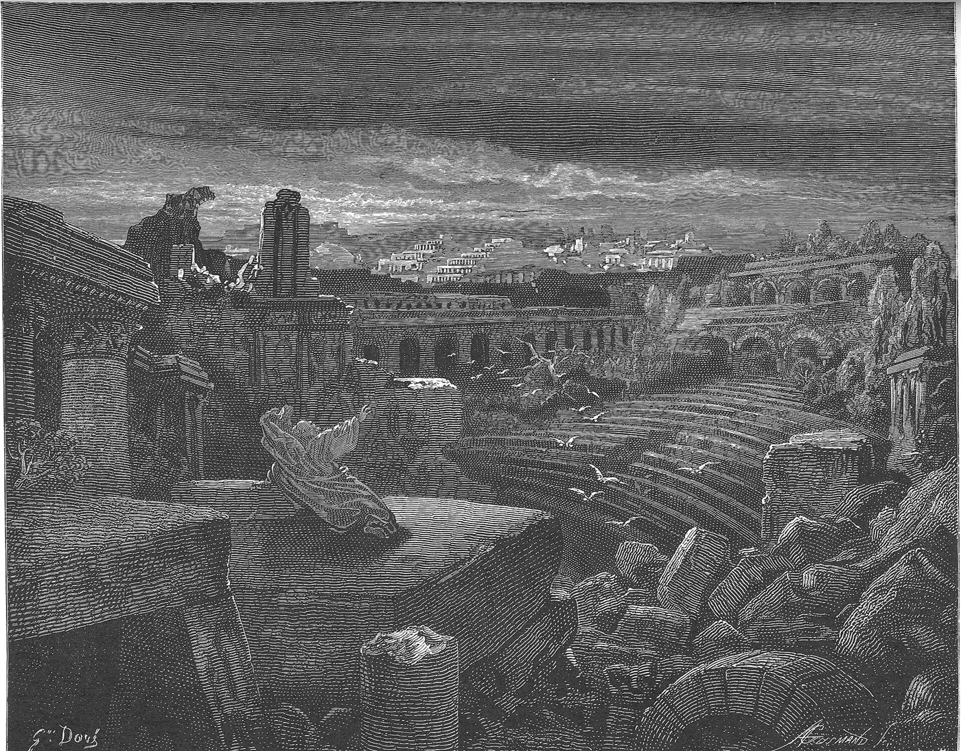 A Visão de Isaías — a destruição da Babilônia, gravura de Gustave Doré