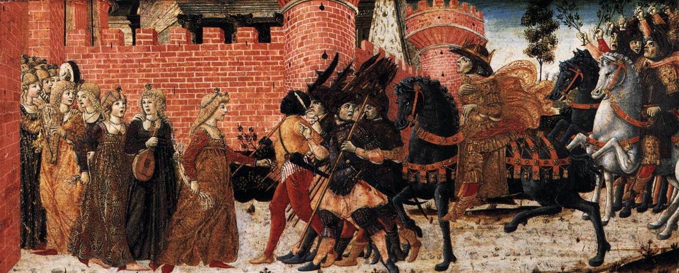 O encontro de Jefté com sua filha, por Benvenuto di Giovanni
