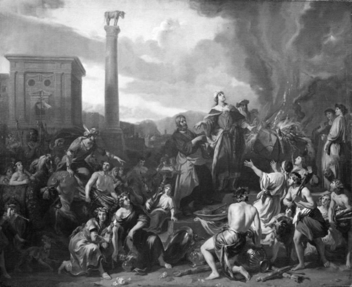 O rei Jeroboão sacrificando ao bezerro de ouro, por Gerard de Lairesse