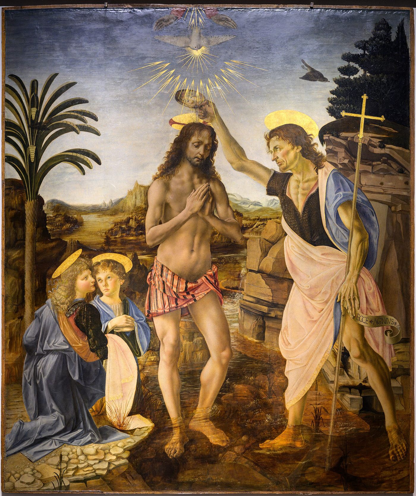 O Batismo de Cristo, de Verrocchio e Leonardo da Vinci