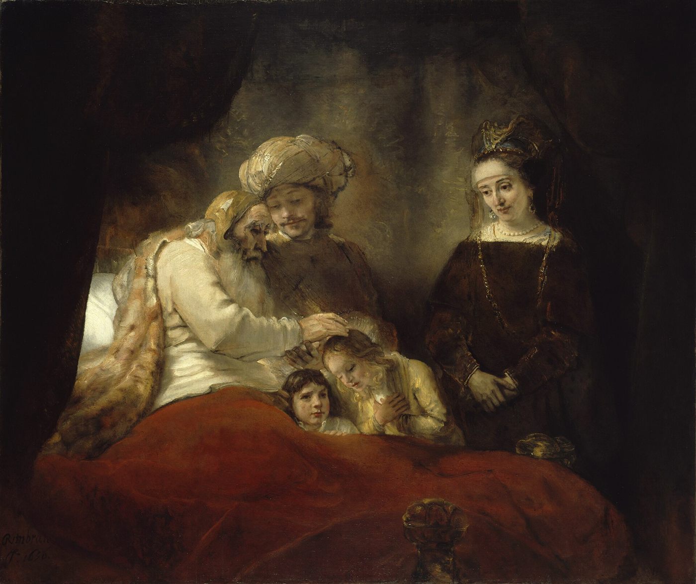 Jacó abençoando os filhos de José, por Rembrandt
