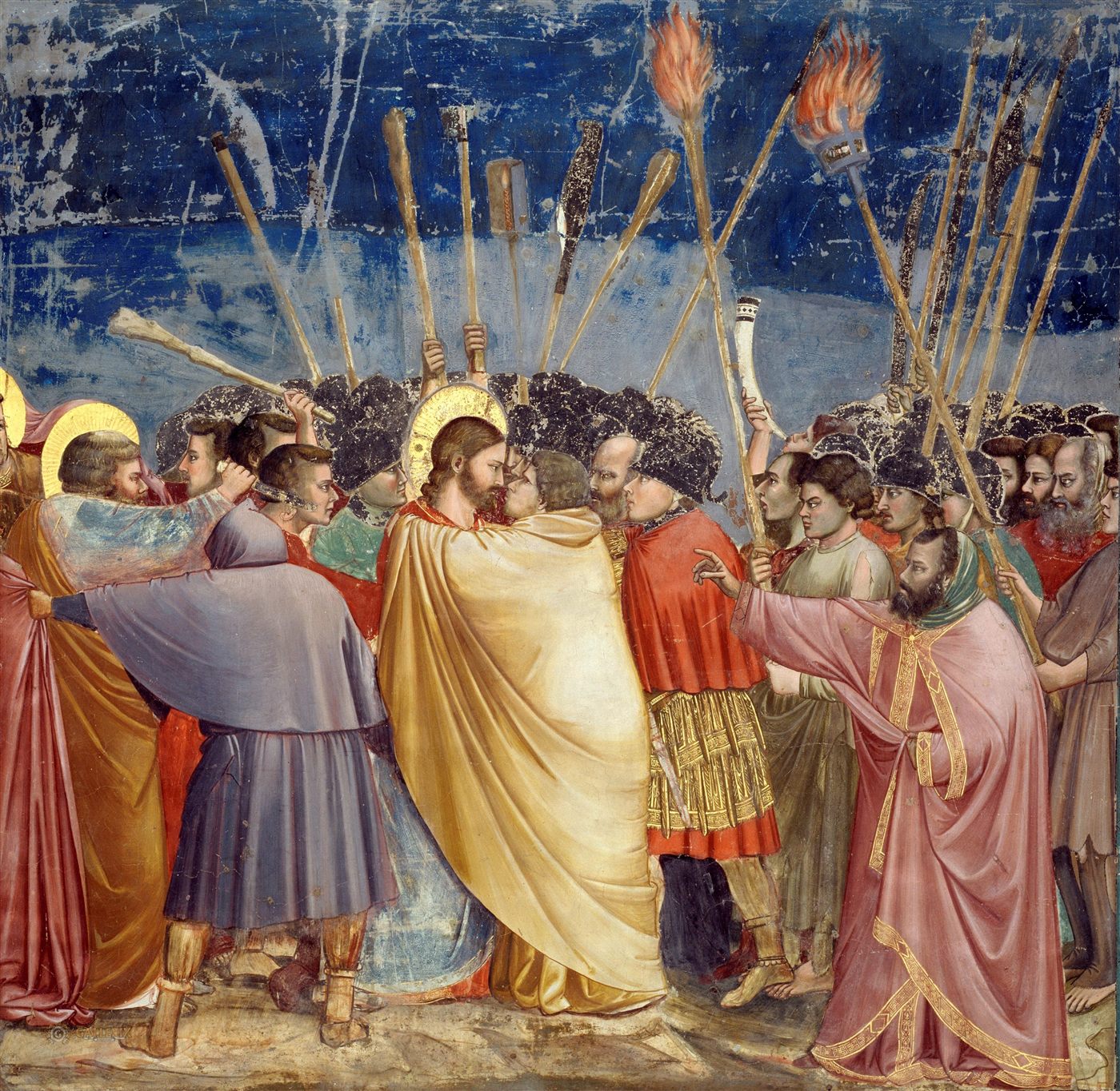 O Beijo de Judas, afresco de Giotto di Bondone na Capela Scrovegni