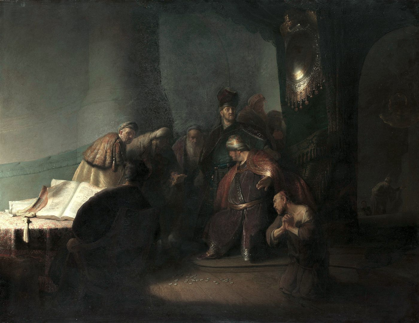 Judas devolvendo as trinta moedas de prata, por Rembrandt