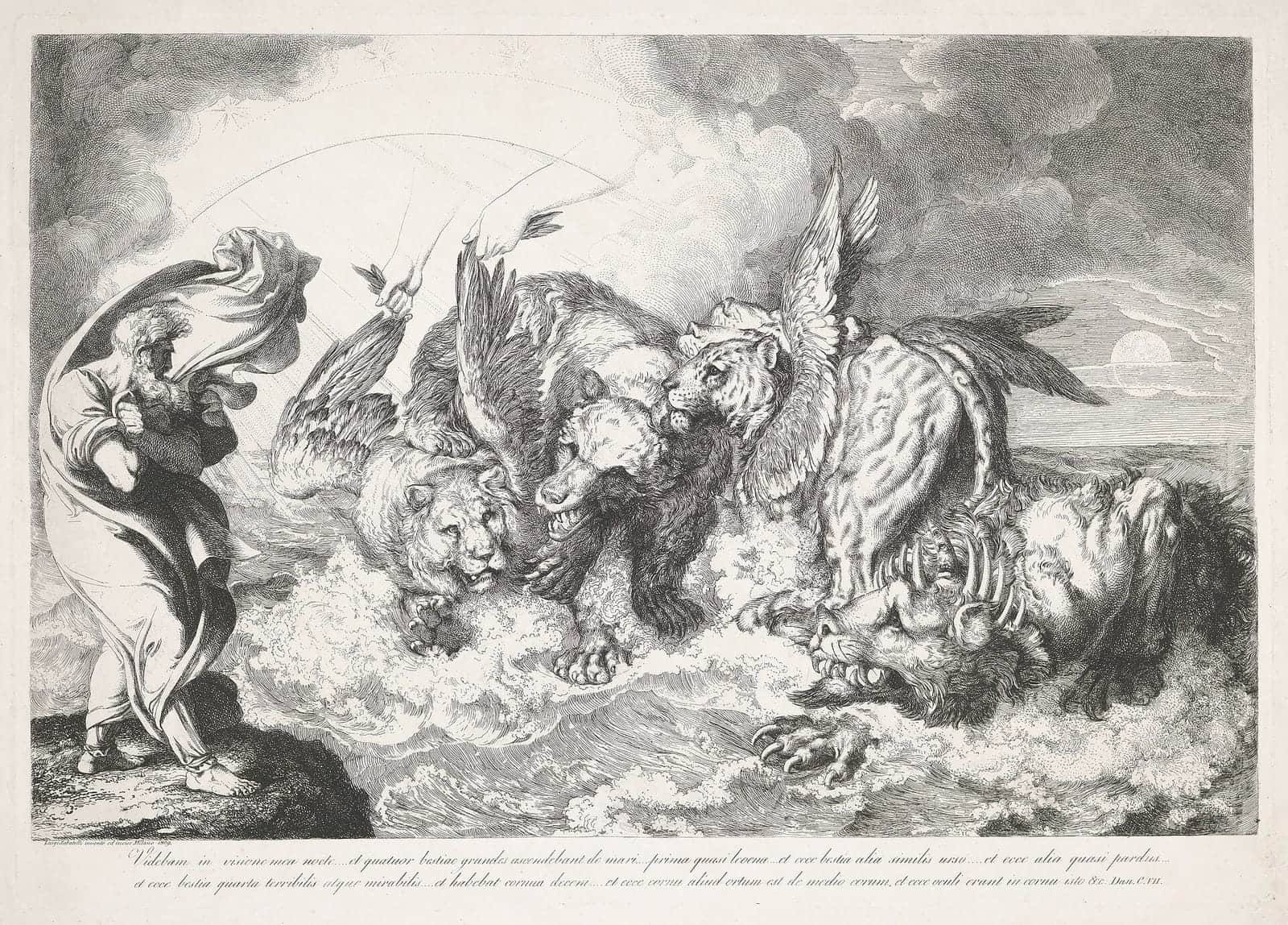 A visão de Daniel das quatro feras, gravura de Luigi Sabatelli