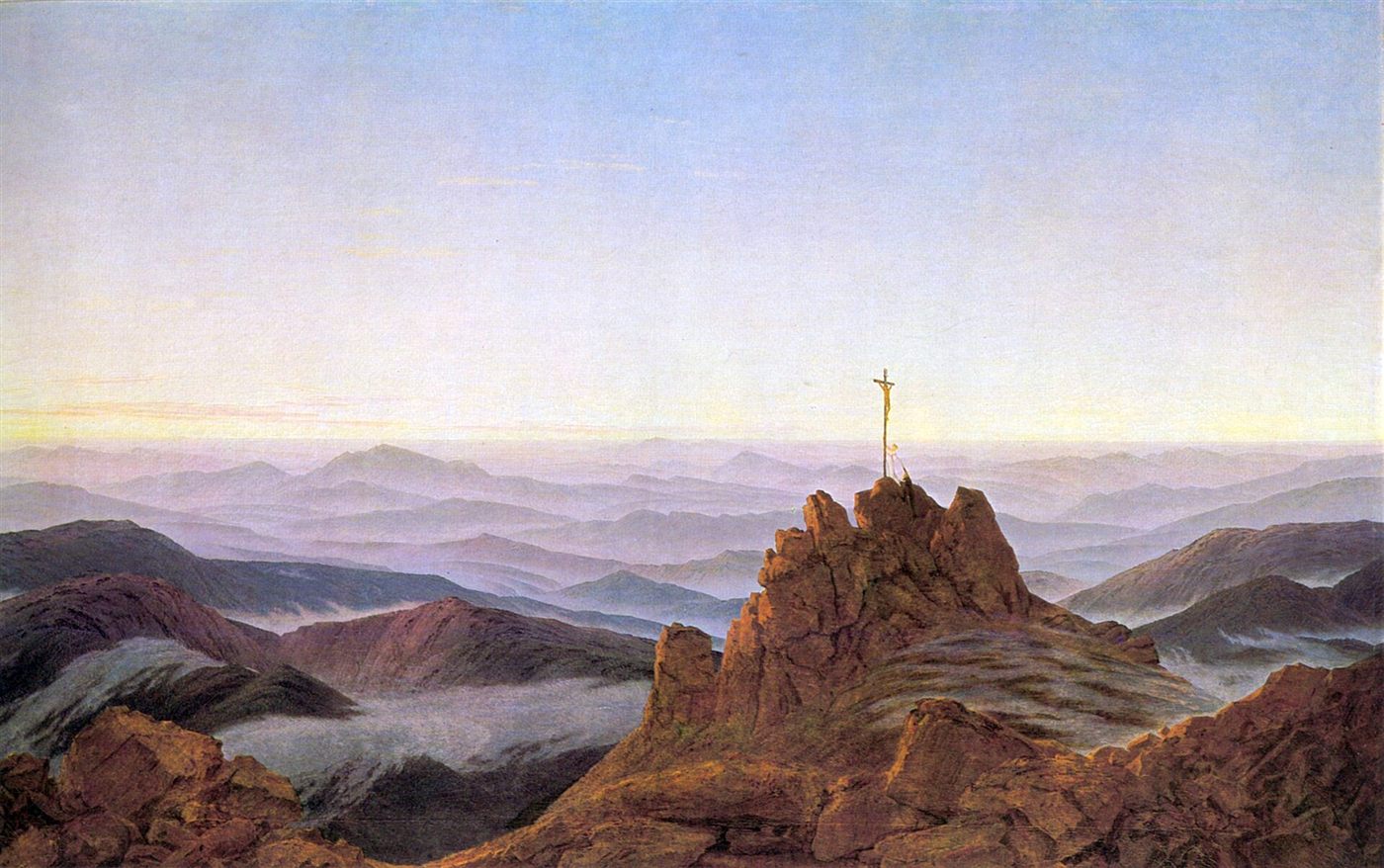 Sol nascendo sobre as montanhas — pintura de Caspar David Friedrich