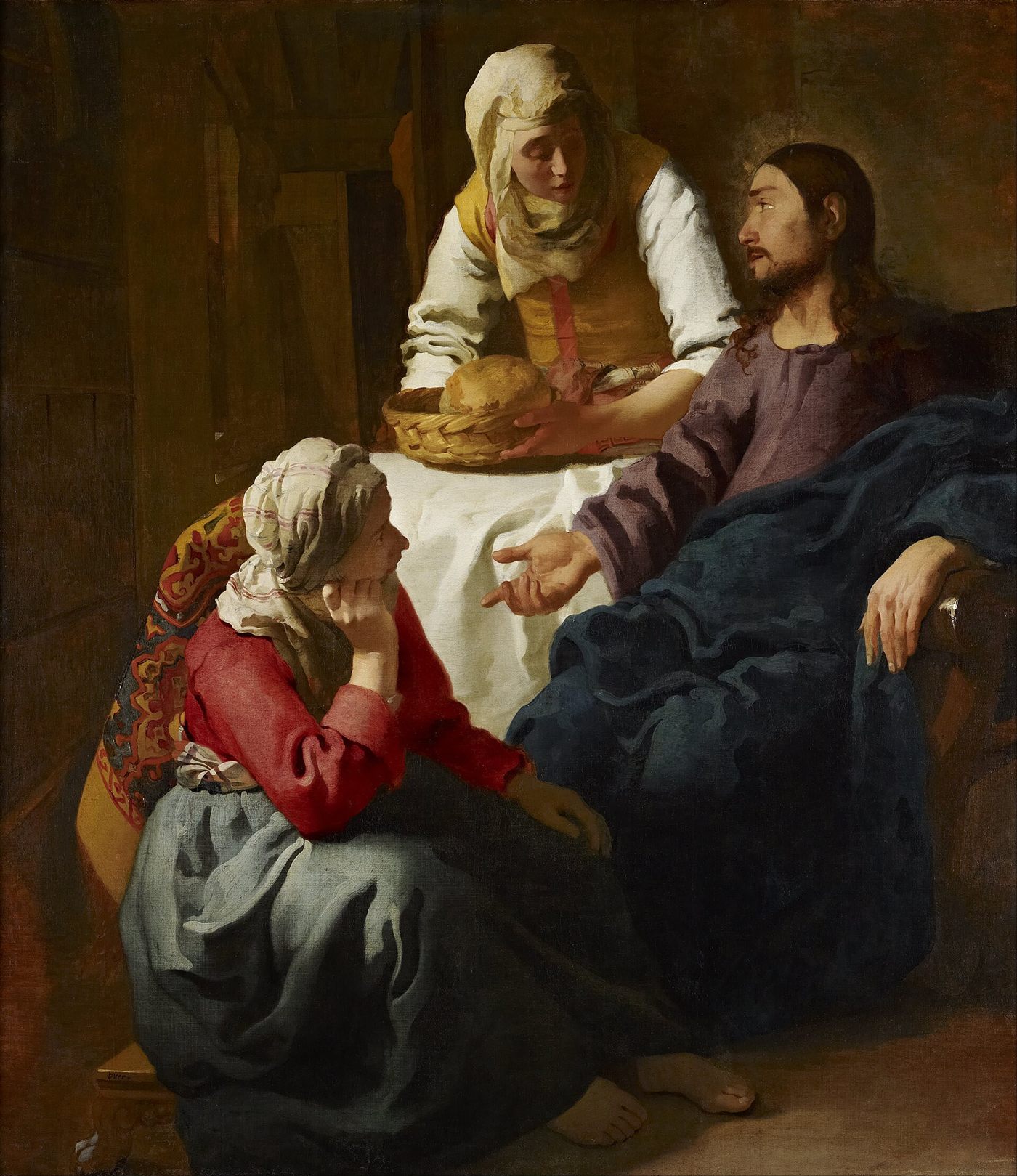 Cristo na casa de Marta e Maria, por Johannes Vermeer