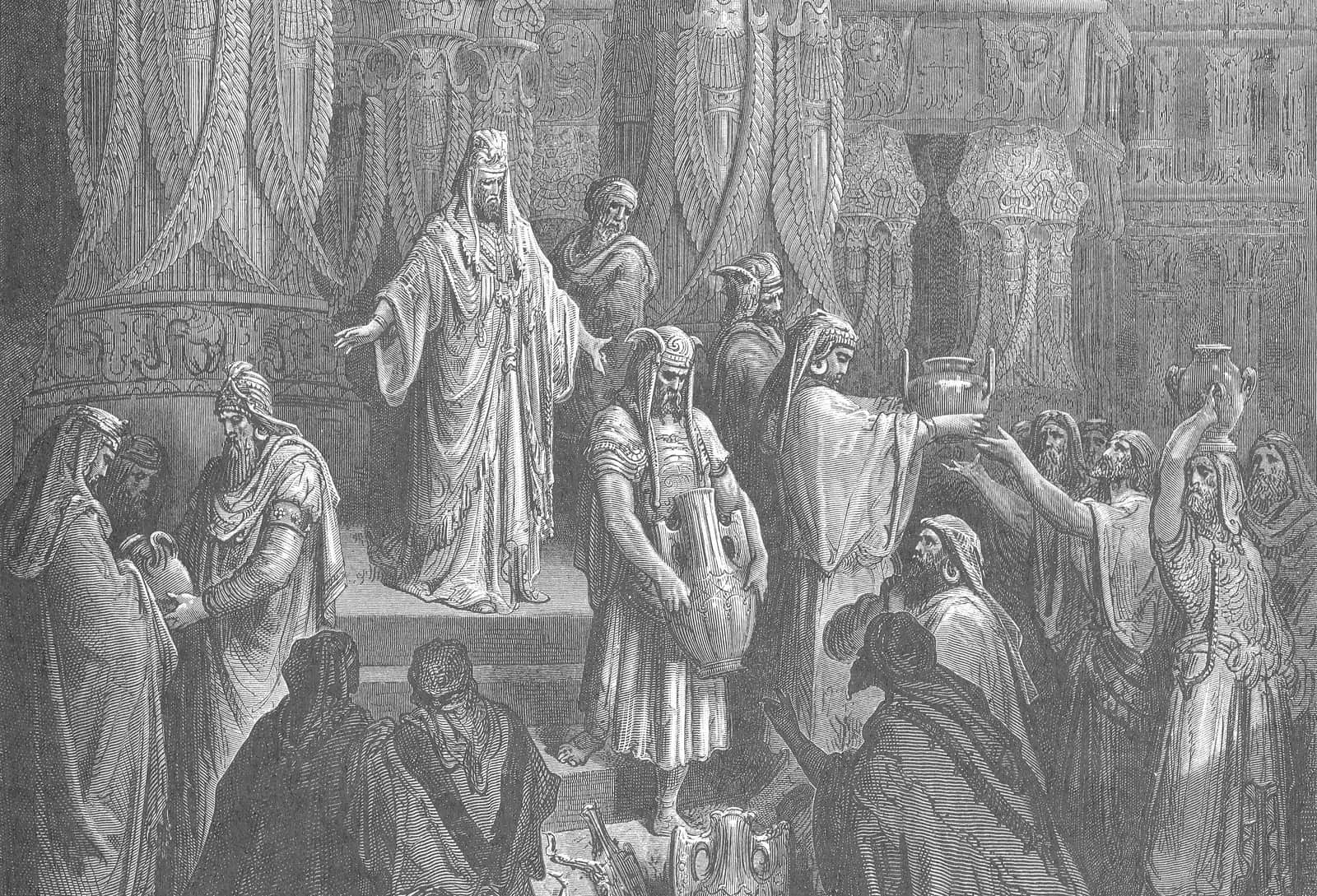 Ciro devolve os utensílios do templo aos judeus; gravura de Gustave Doré