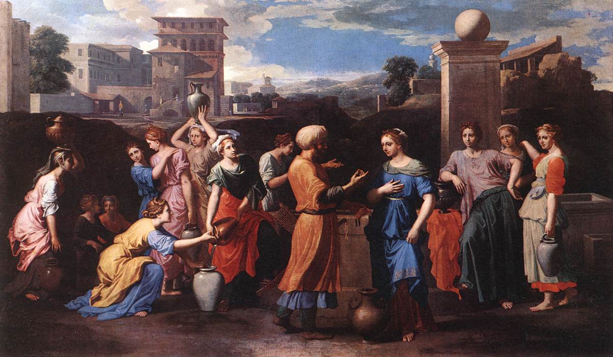 Eliezer entrega os presentes de Abraão a Rebeca, por Nicolas Poussin