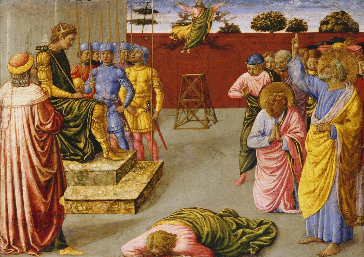 A queda de Simão, o Mago, diante de Pedro e Paulo, pintura de Benozzo Gozzoli