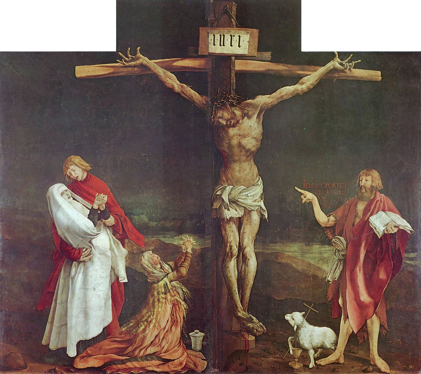 A Crucificação, do Retábulo de Isenheim, por Matthias Grünewald