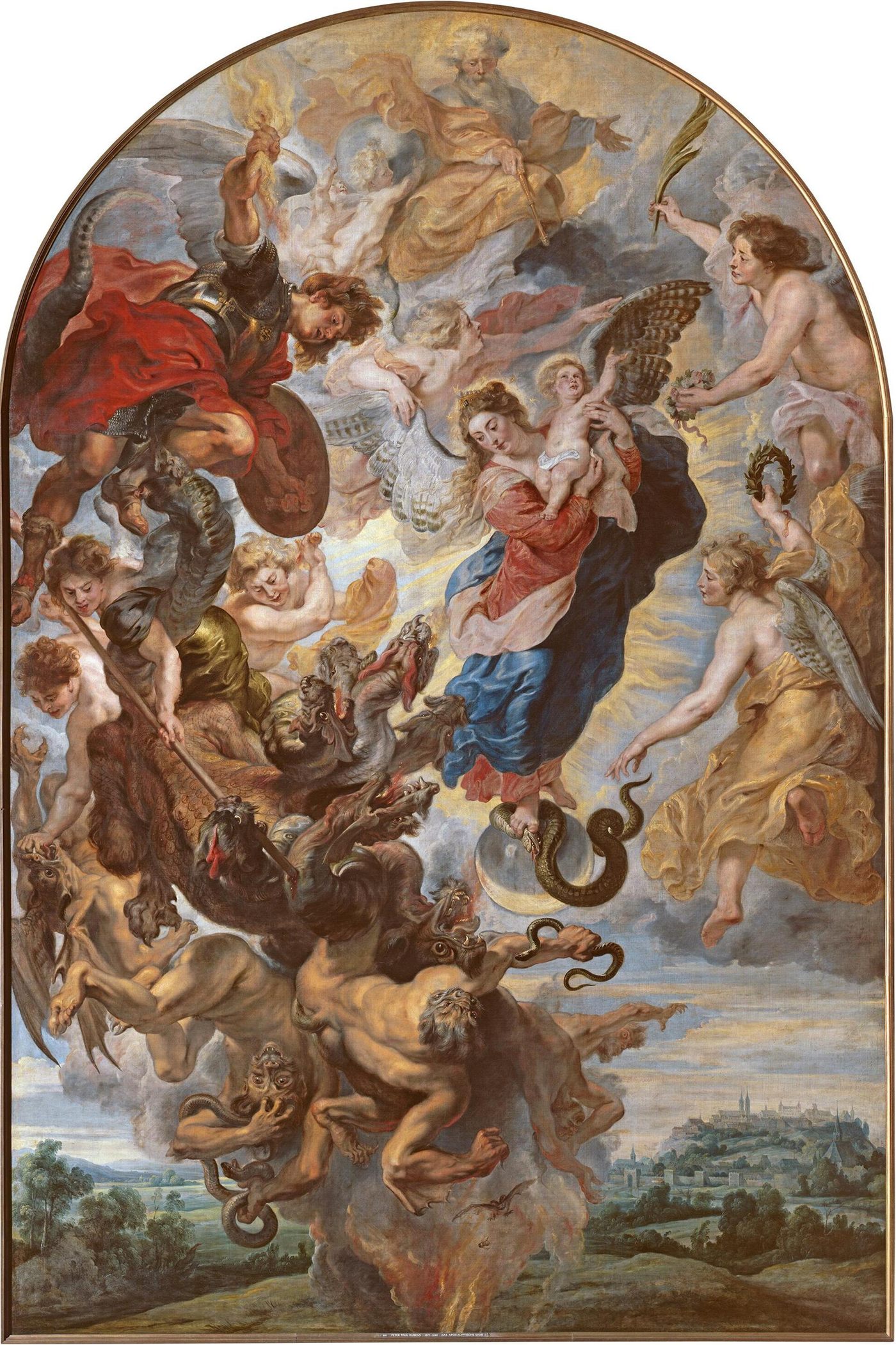 A Virgem como a mulher apocalíptica sobre a lua, pintura de Rubens