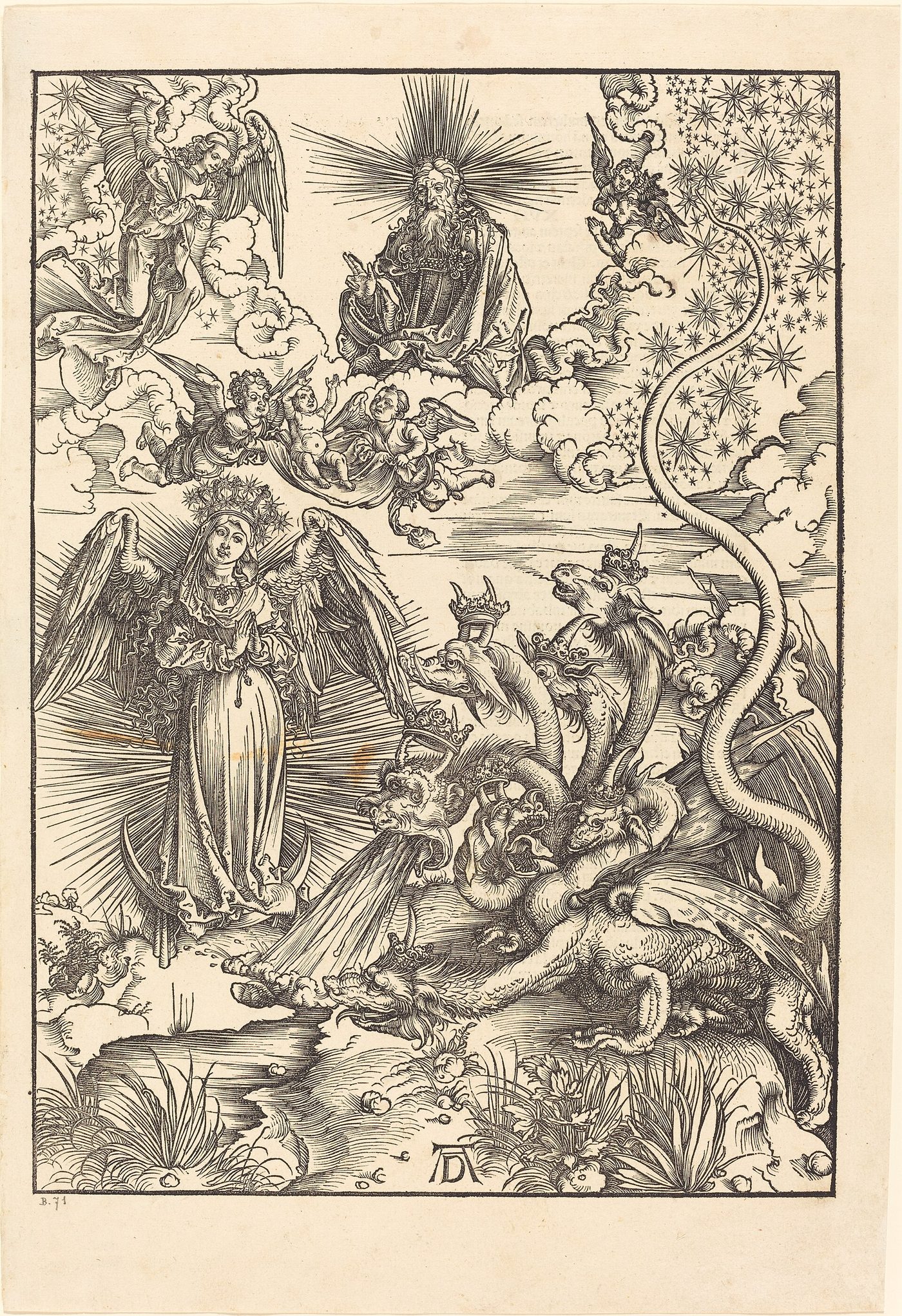 A Mulher Apocalíptica, xilogravura de Albrecht Dürer
