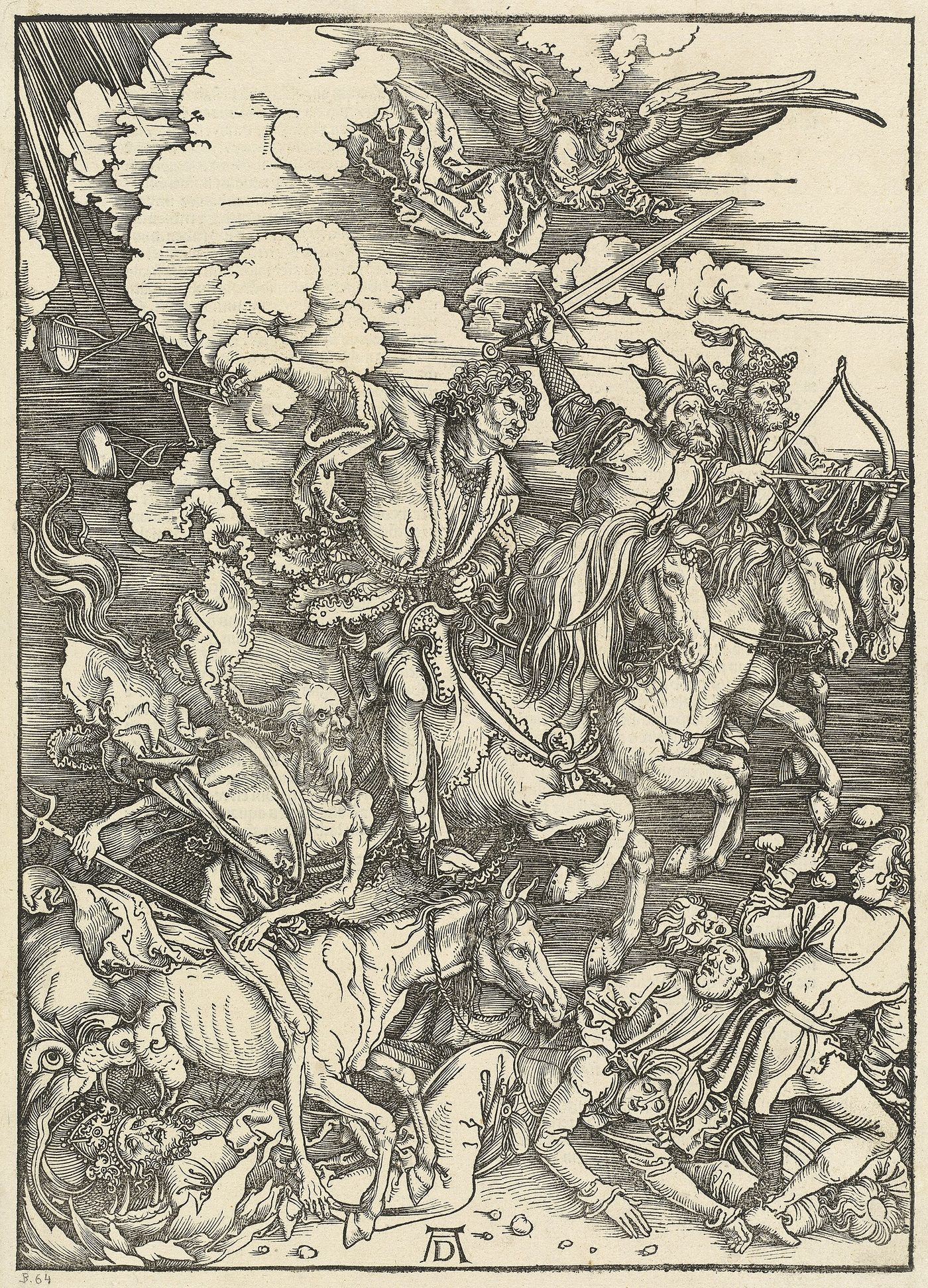 Os Quatro Cavaleiros do Apocalipse, xilogravura de Albrecht Dürer