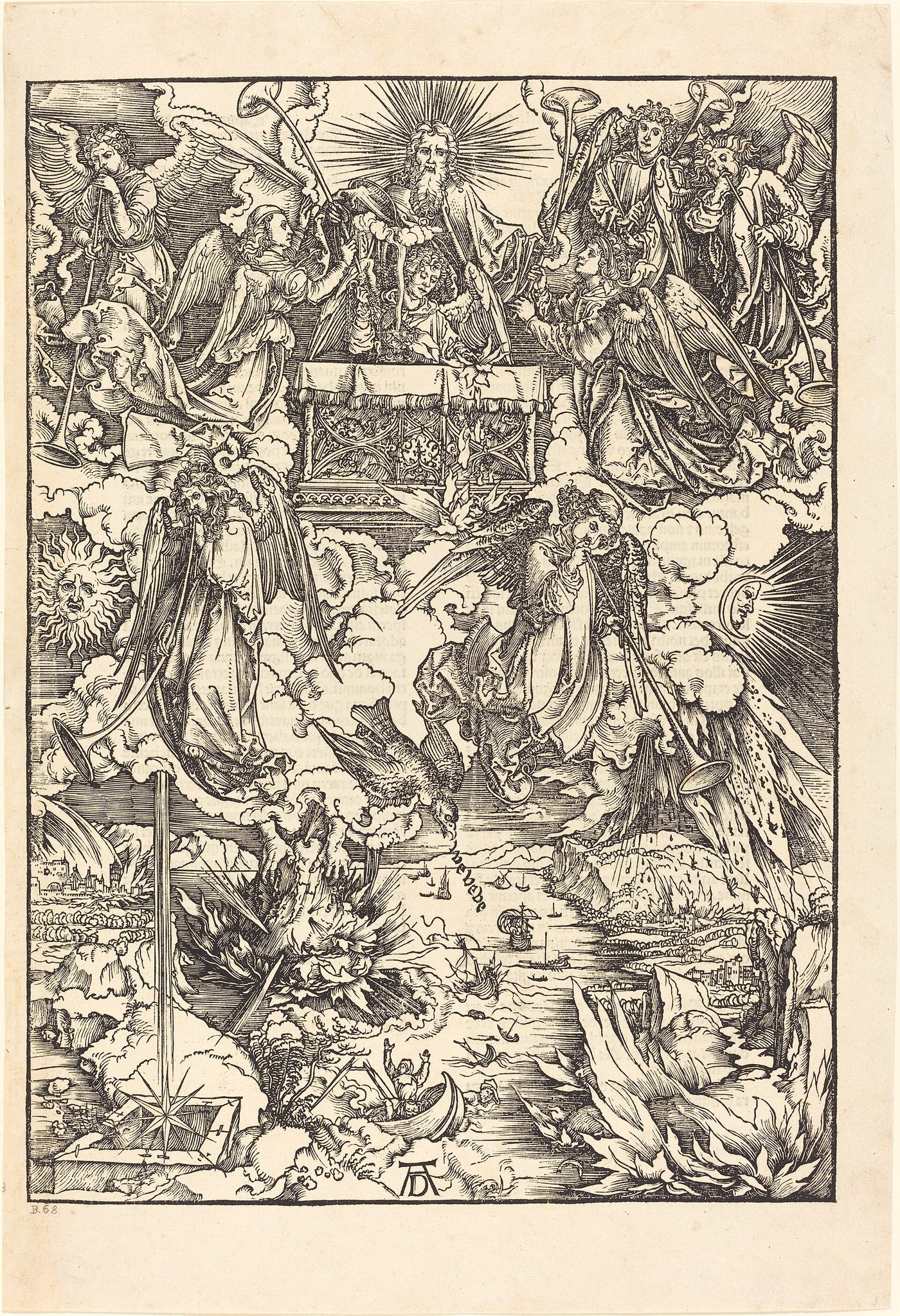 Os Sete Anjos com as Trombetas, xilogravura de Albrecht Dürer