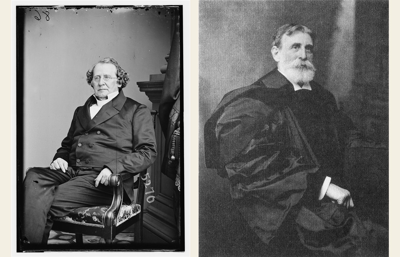 À esquerda, fotografia de Charles Hodge; à direita, fotografia de Benjamin B. Warfield