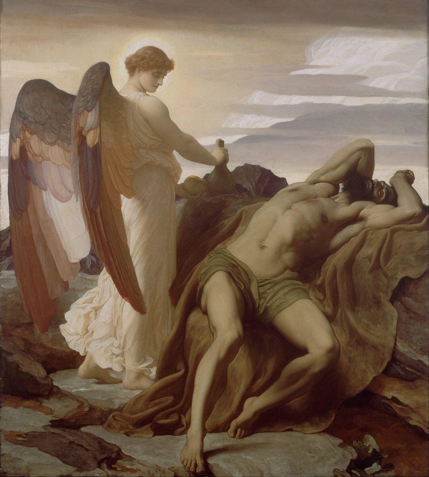 Elias no Deserto, por Frederic Leighton