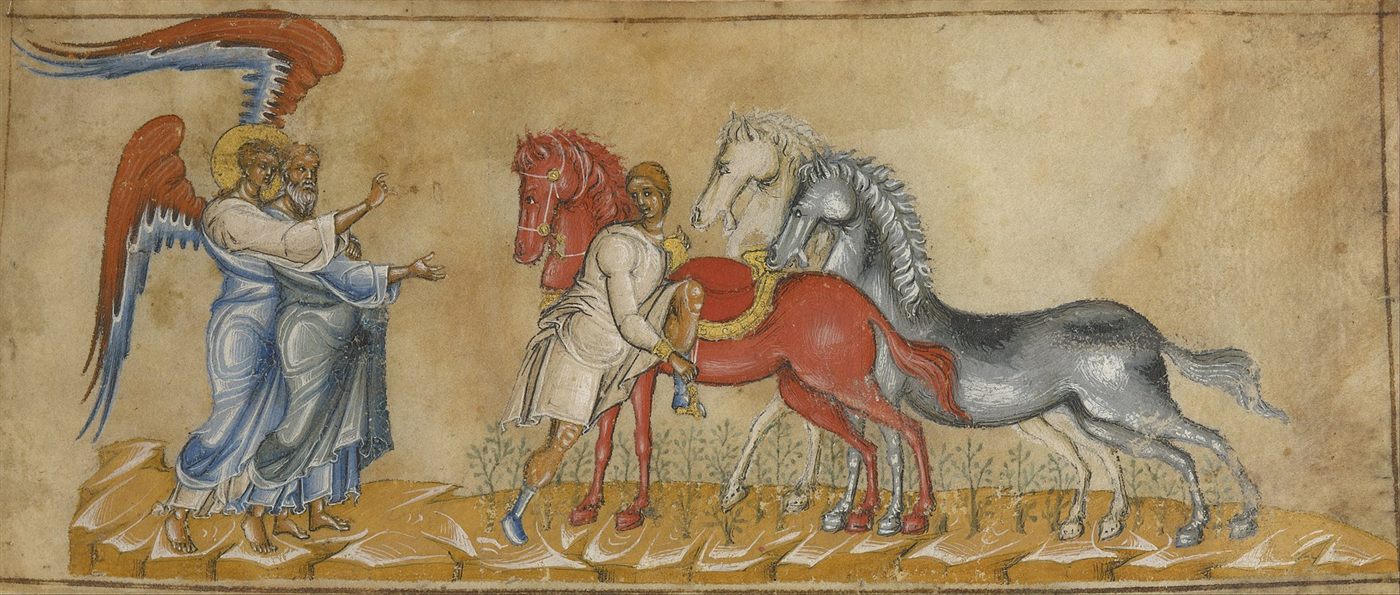 A visão dos cavaleiros entre as murtas, iluminura medieval